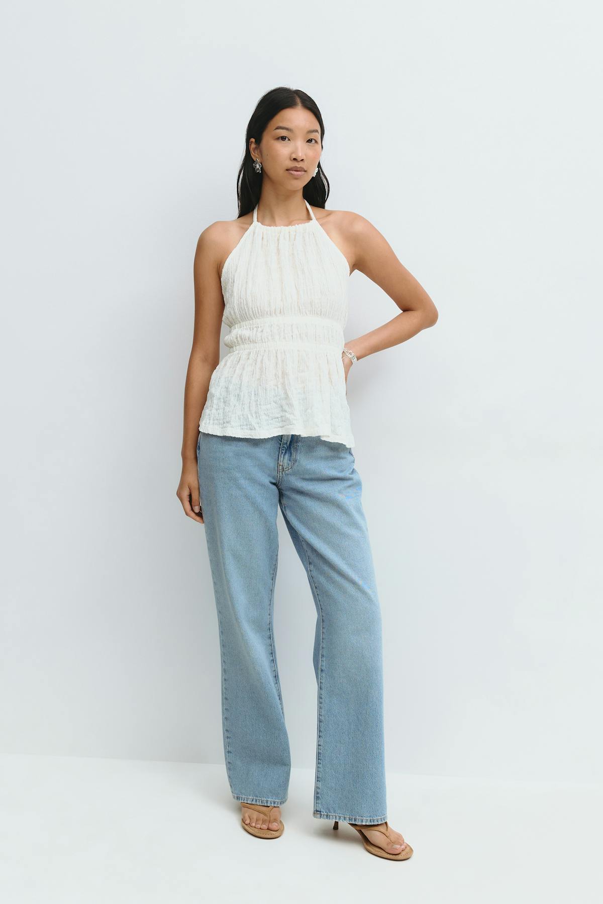 Halterneck tie top - Crème
