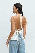Halterneck tie top - Crème