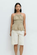 Halterneck tie top - Seal brown