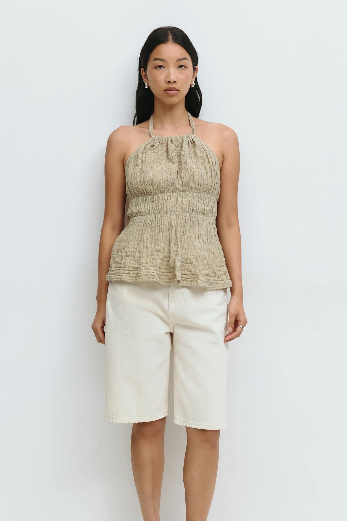 Halterneck tie top - Seal brown