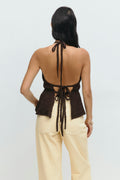 Halterneck tie top - Crème