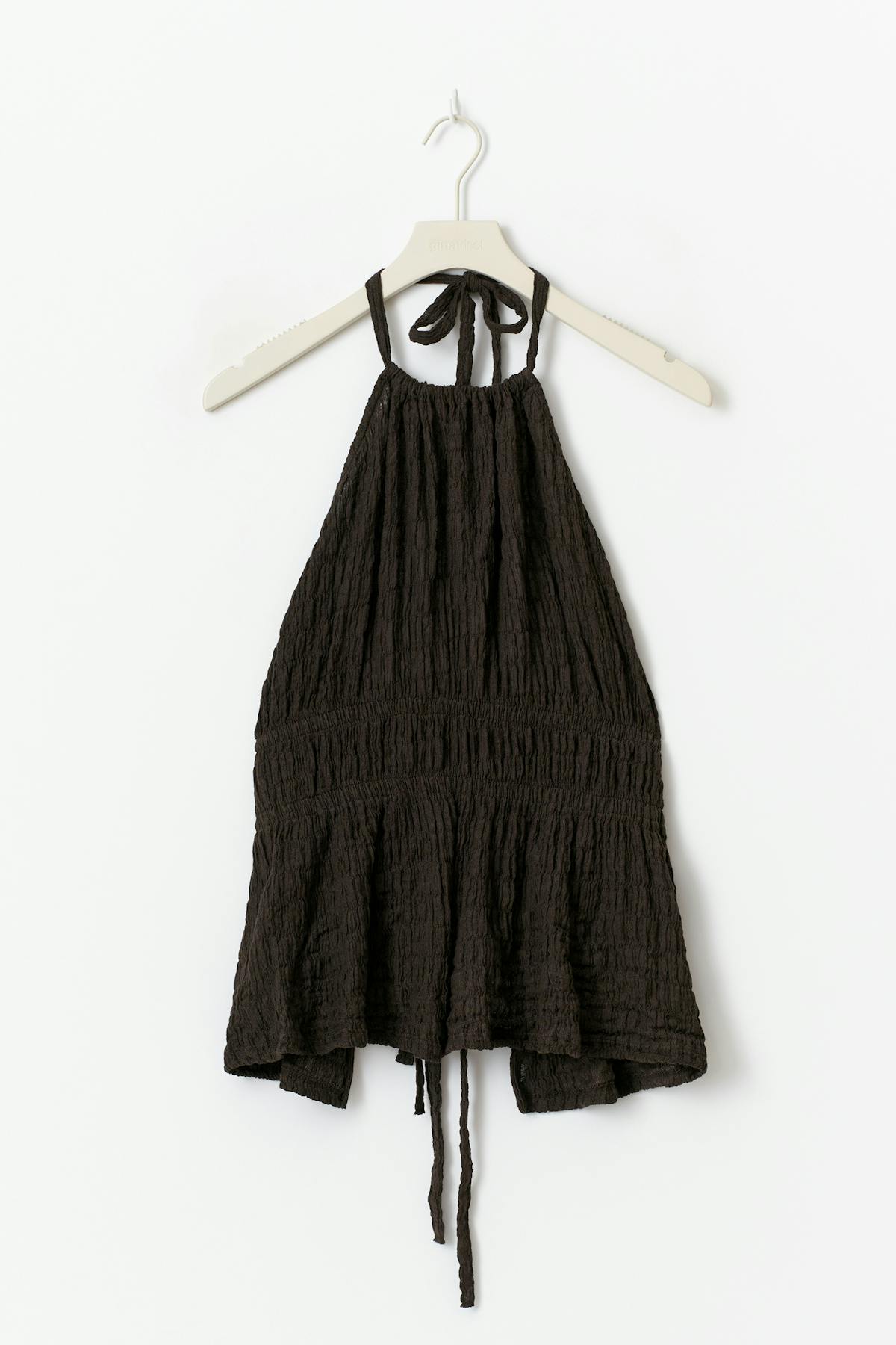 Halterneck tie top - Seal brown