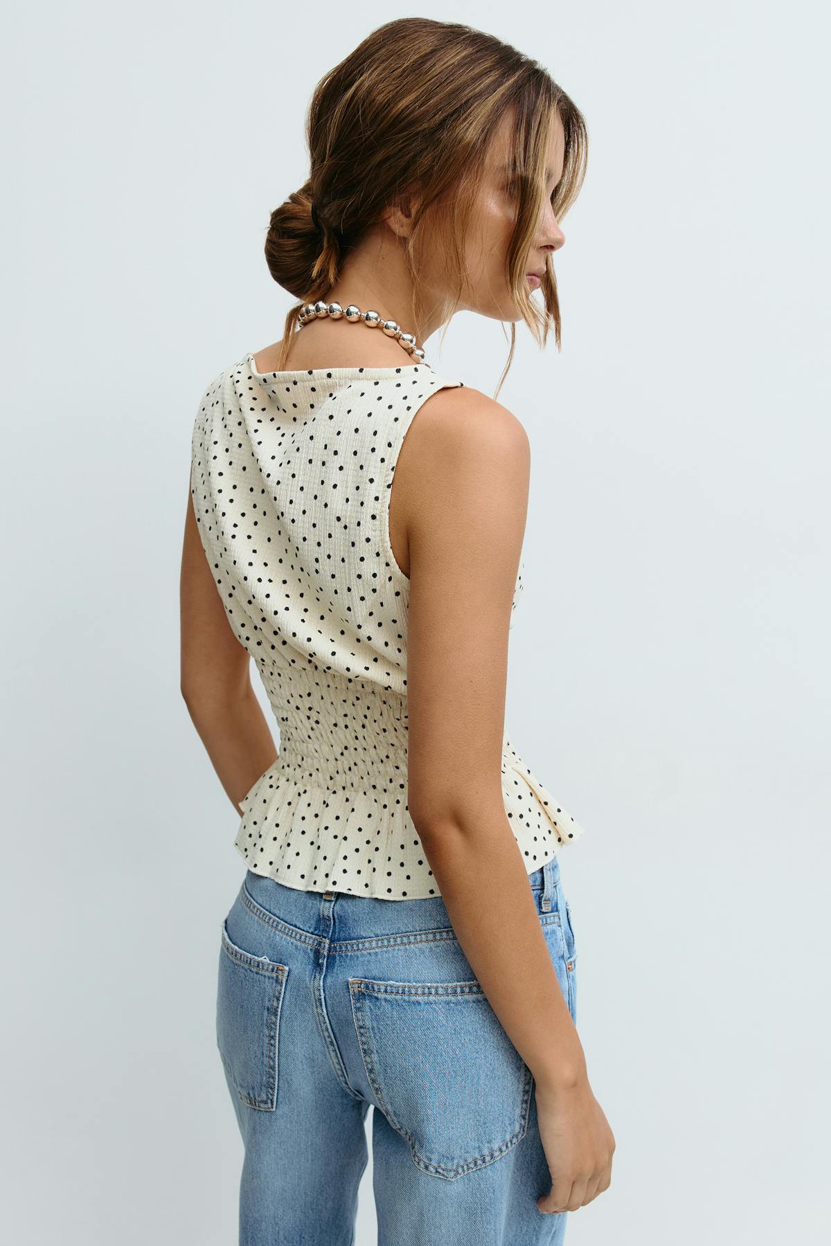 Smock top - Cream dot