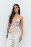 Waist detail singlet - Cream dot