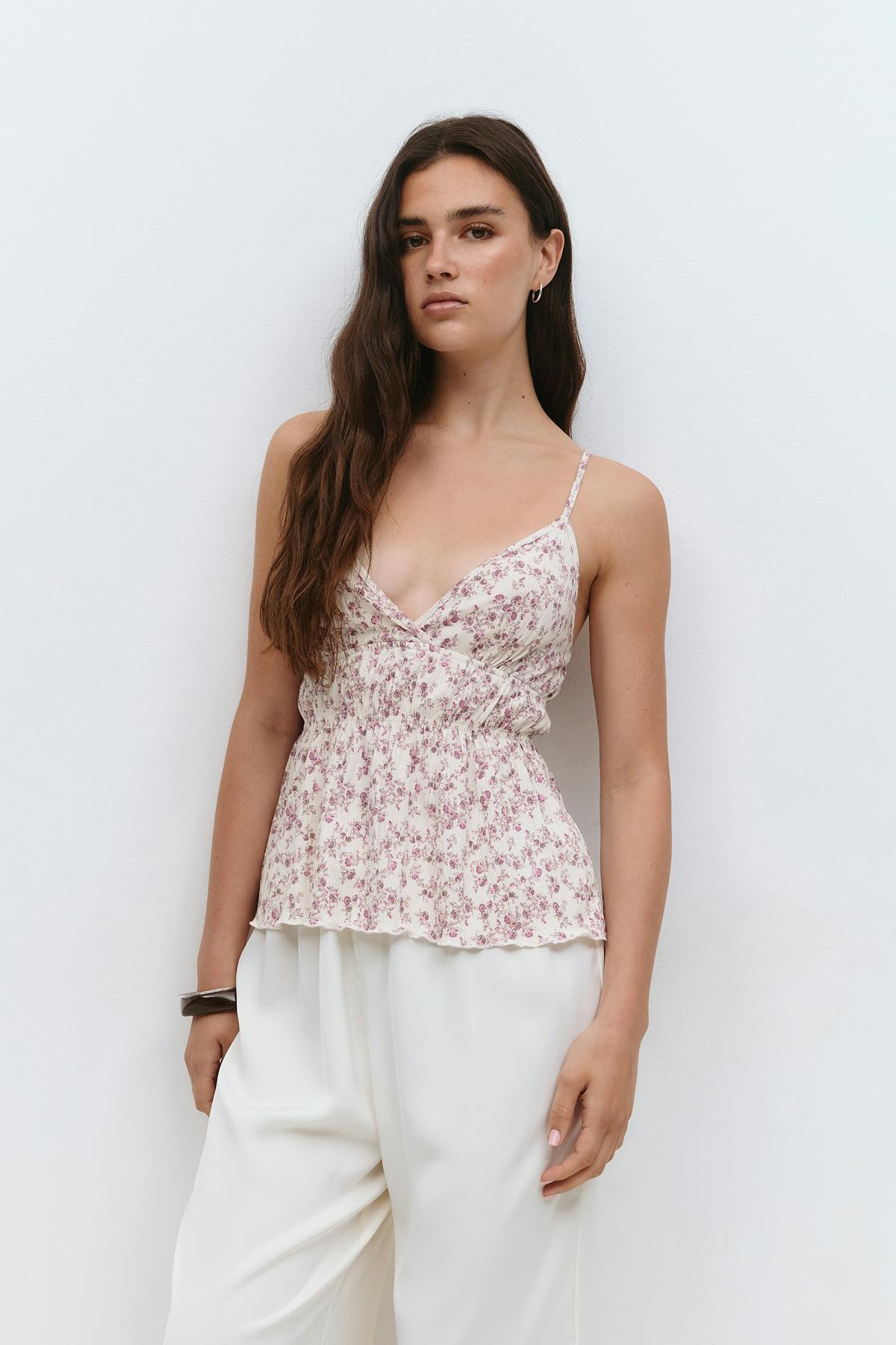 Waist detail singlet - Cream dot