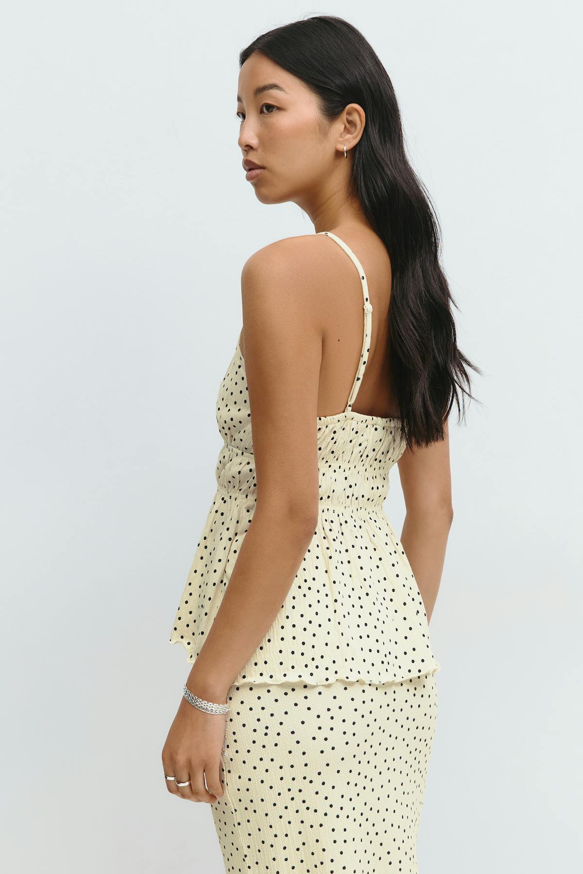 Waist detail singlet - Cream dot