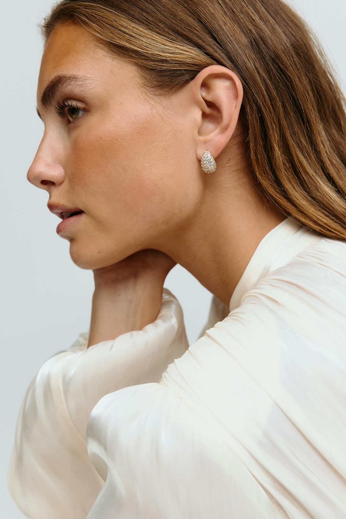Mini drop pave earrings - Doré