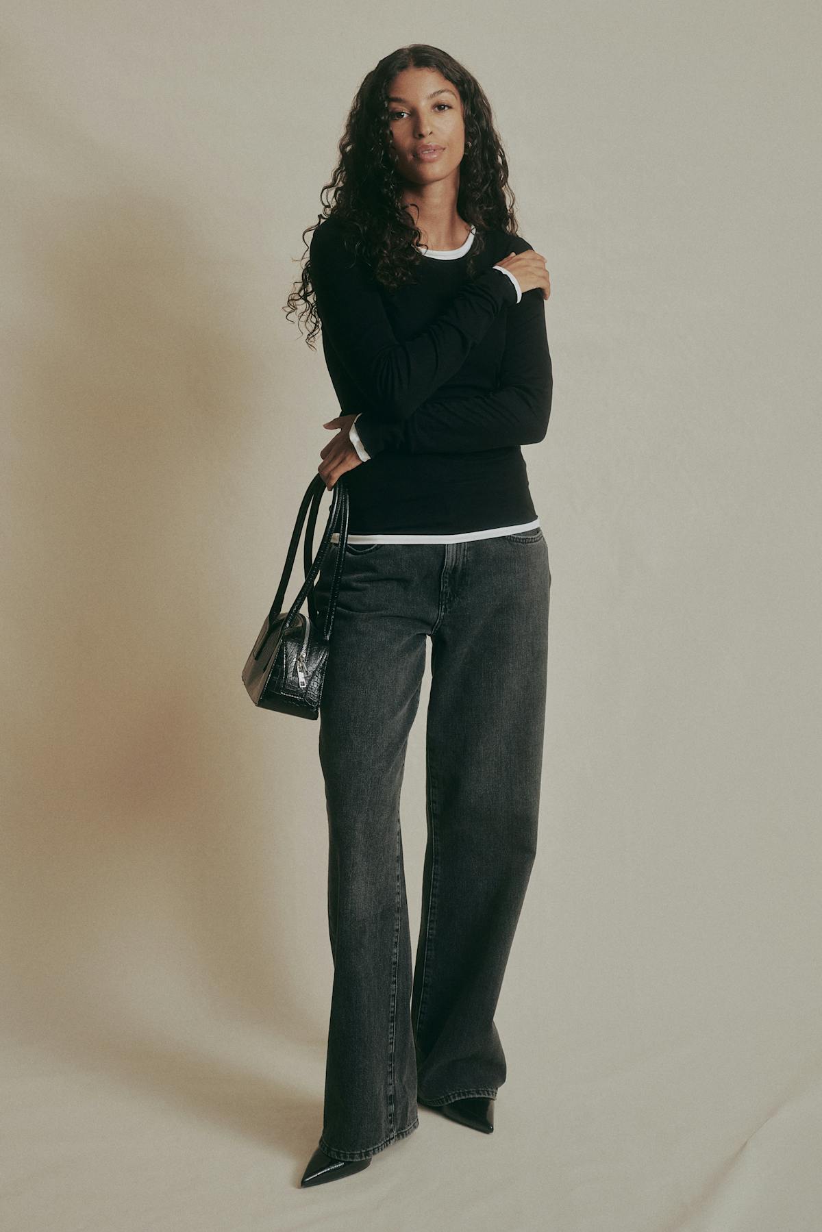 Premium long sleeve top - Grey melange
