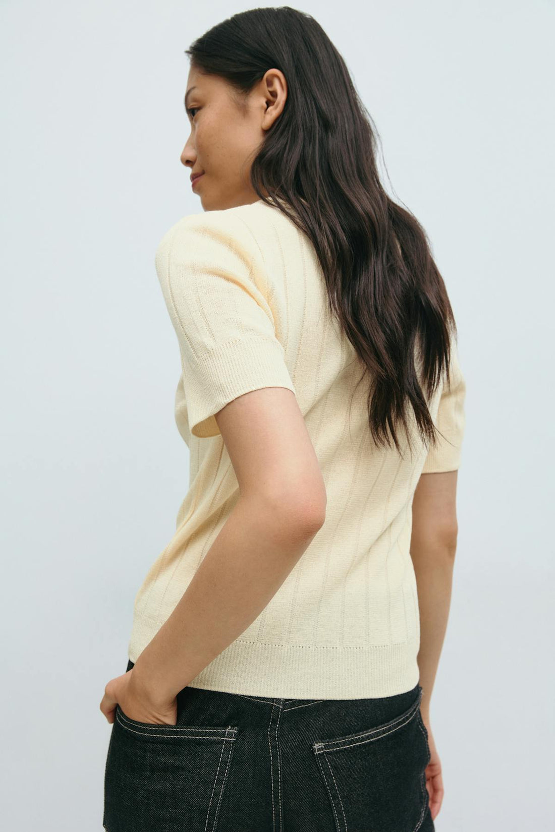 Collar knitted top - Vanilla yellow