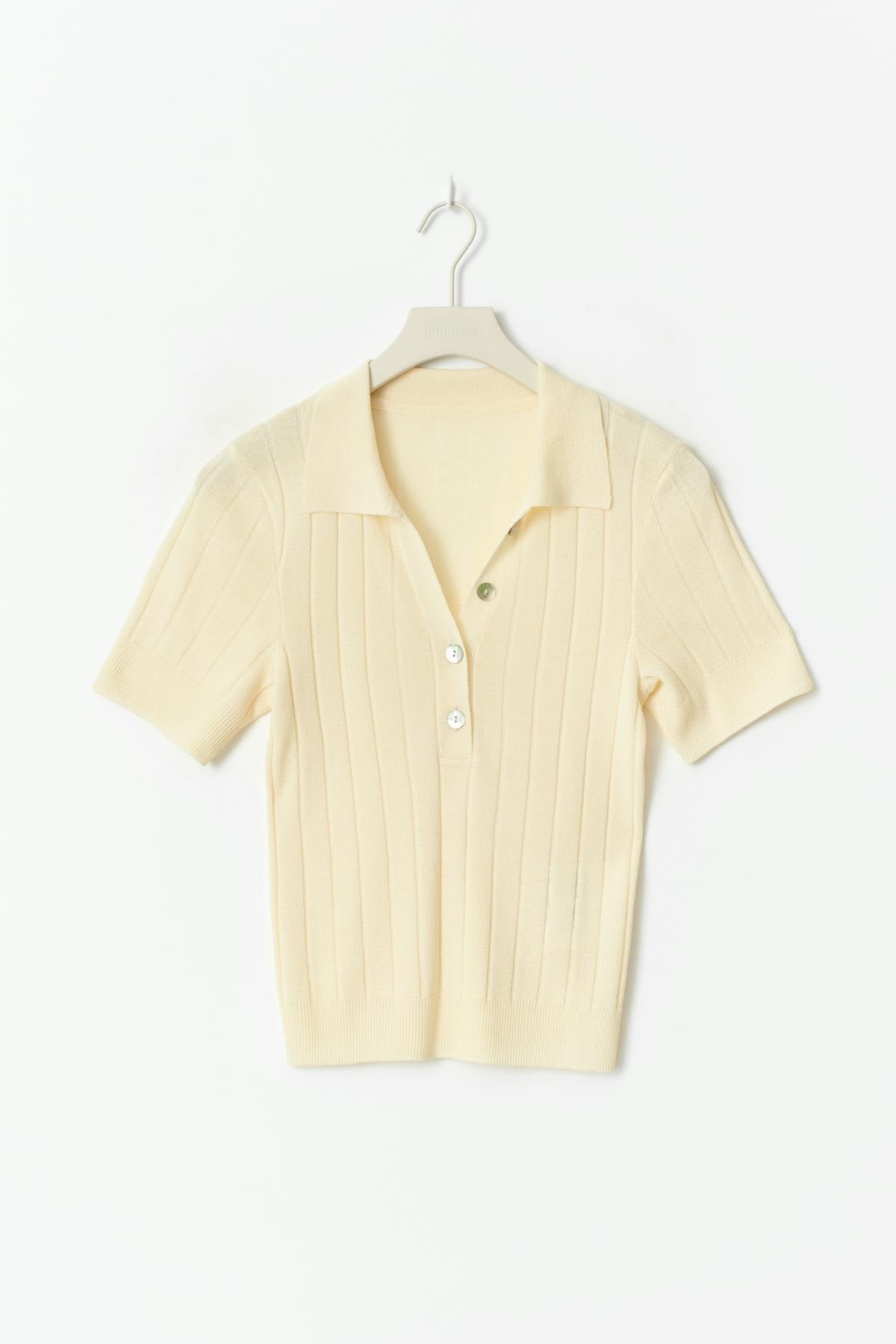 Collar knitted top - Vanilla yellow