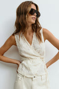 Wrap tie vest - Pumice stone