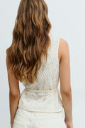 Wrap tie vest - Egret