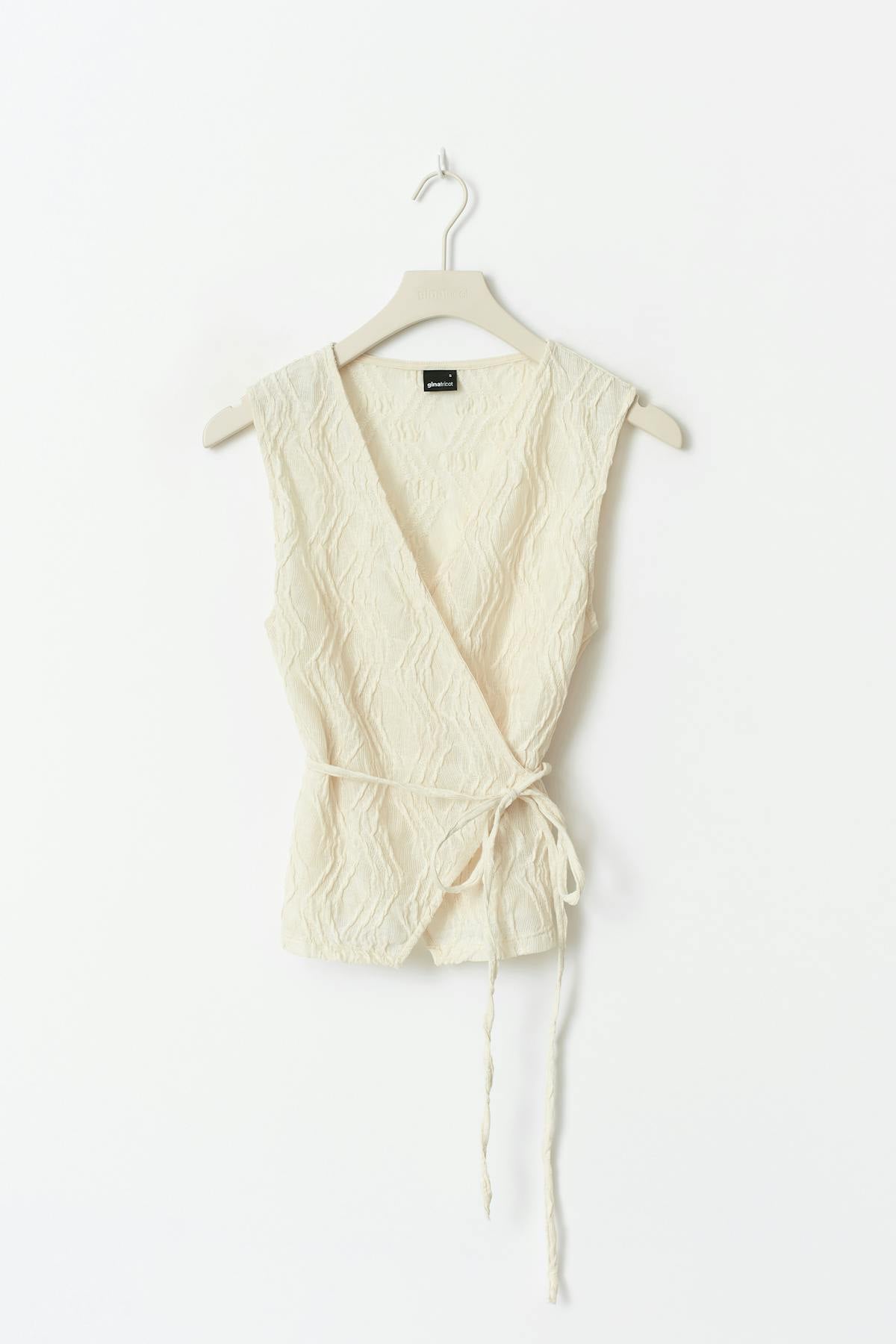 Wrap tie vest - Egret