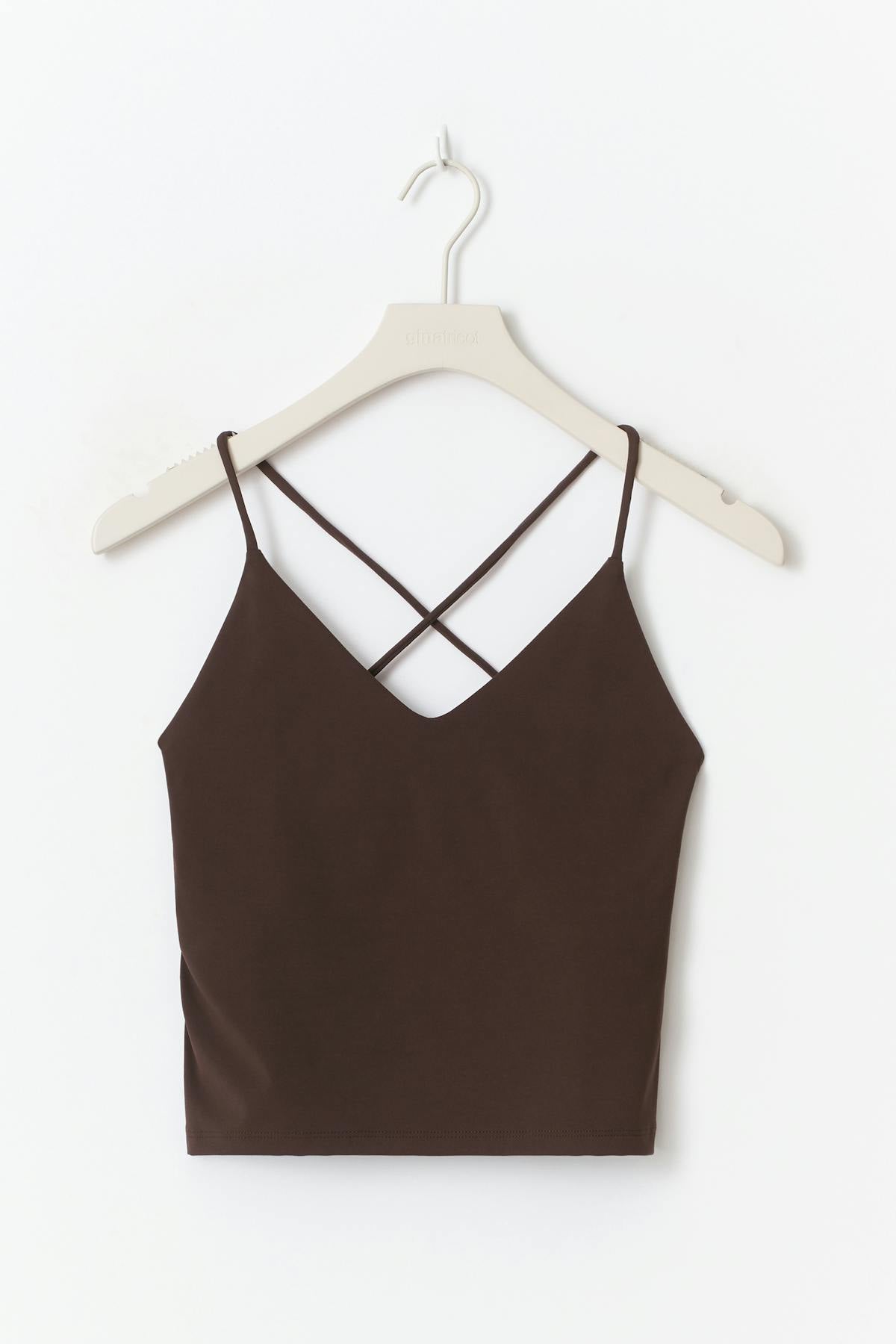 Strappy yoga singlet - Seal brown