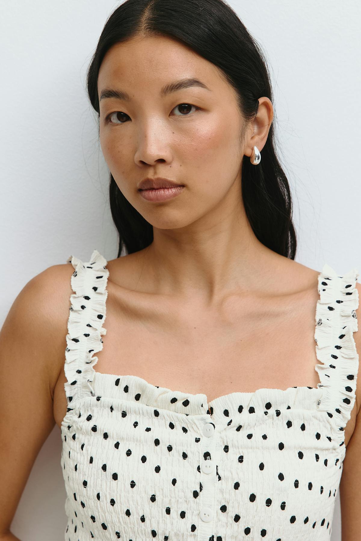 Smock frill singlet - Black dot