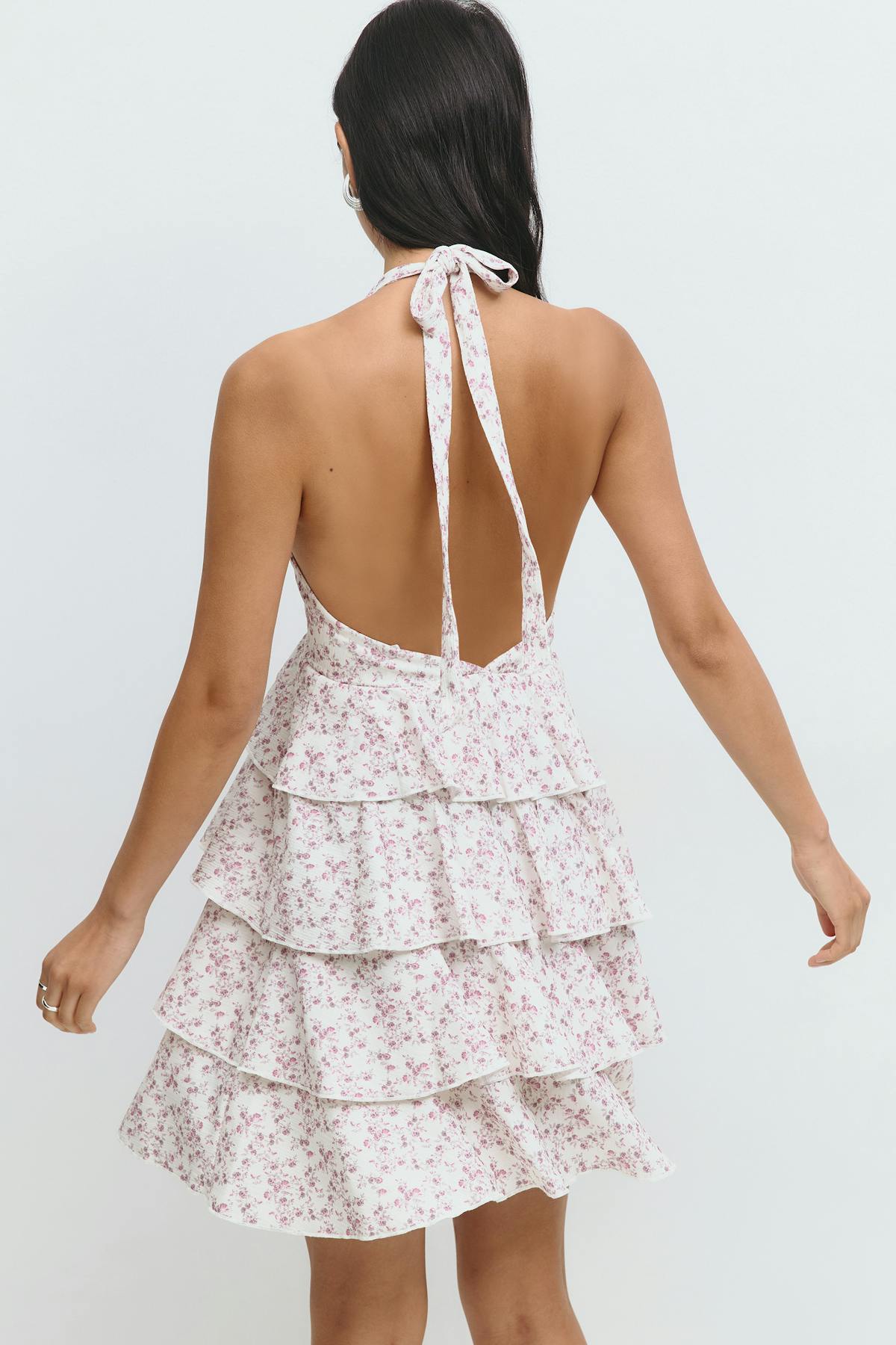 Frill halterneck dress - Pink ditsy