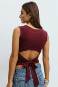 14+ lace open back top - Bordeaux