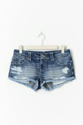 14+ xtra low denim shorts - Mid blue
