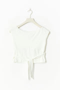 14+ open back tie top - Blanc