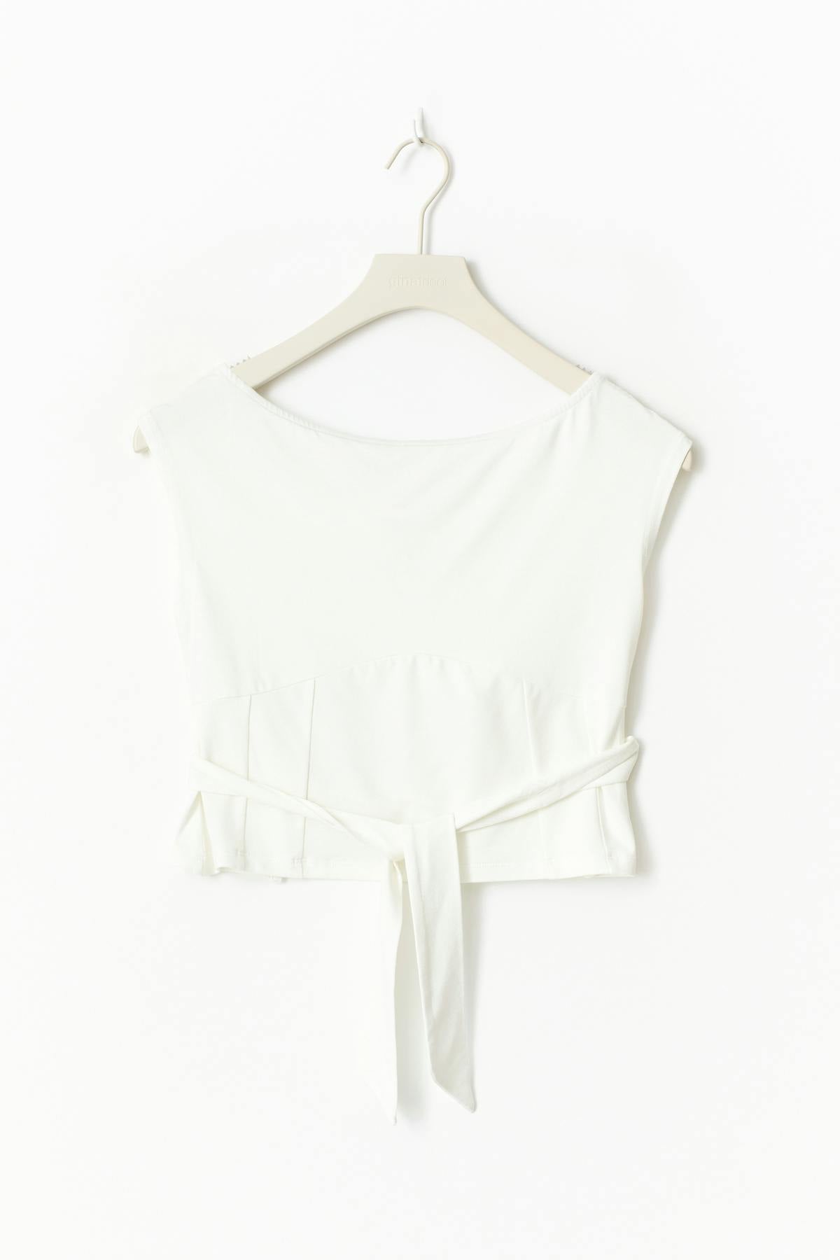 14+ open back tie top - Blanc