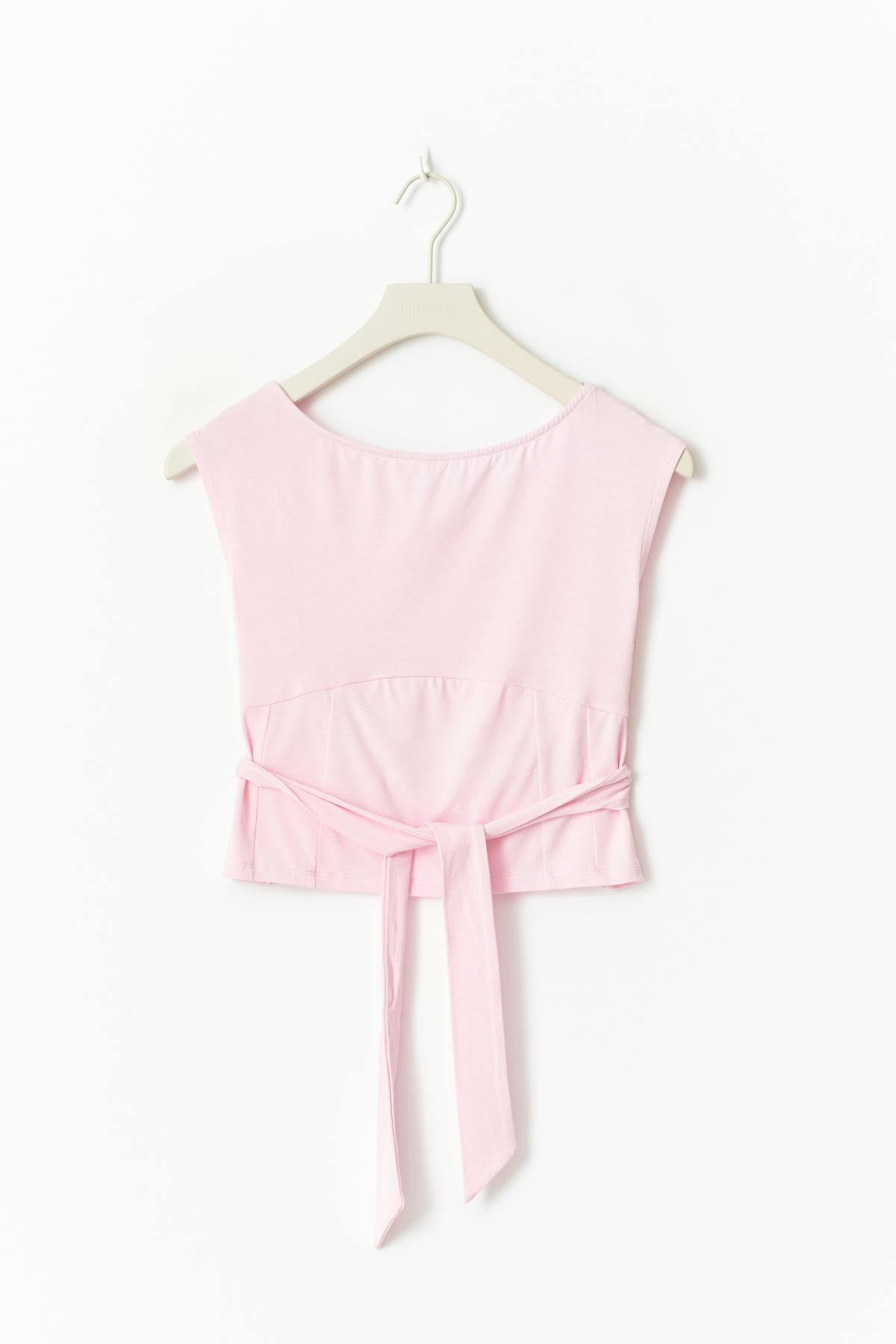 14+ open back tie top - Rose