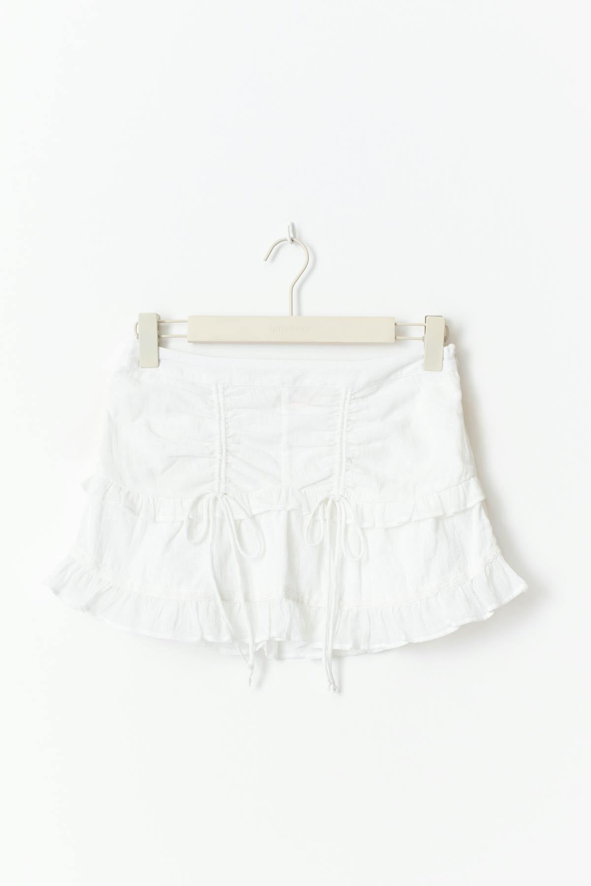 14+ ruched frill skirt - Blanc