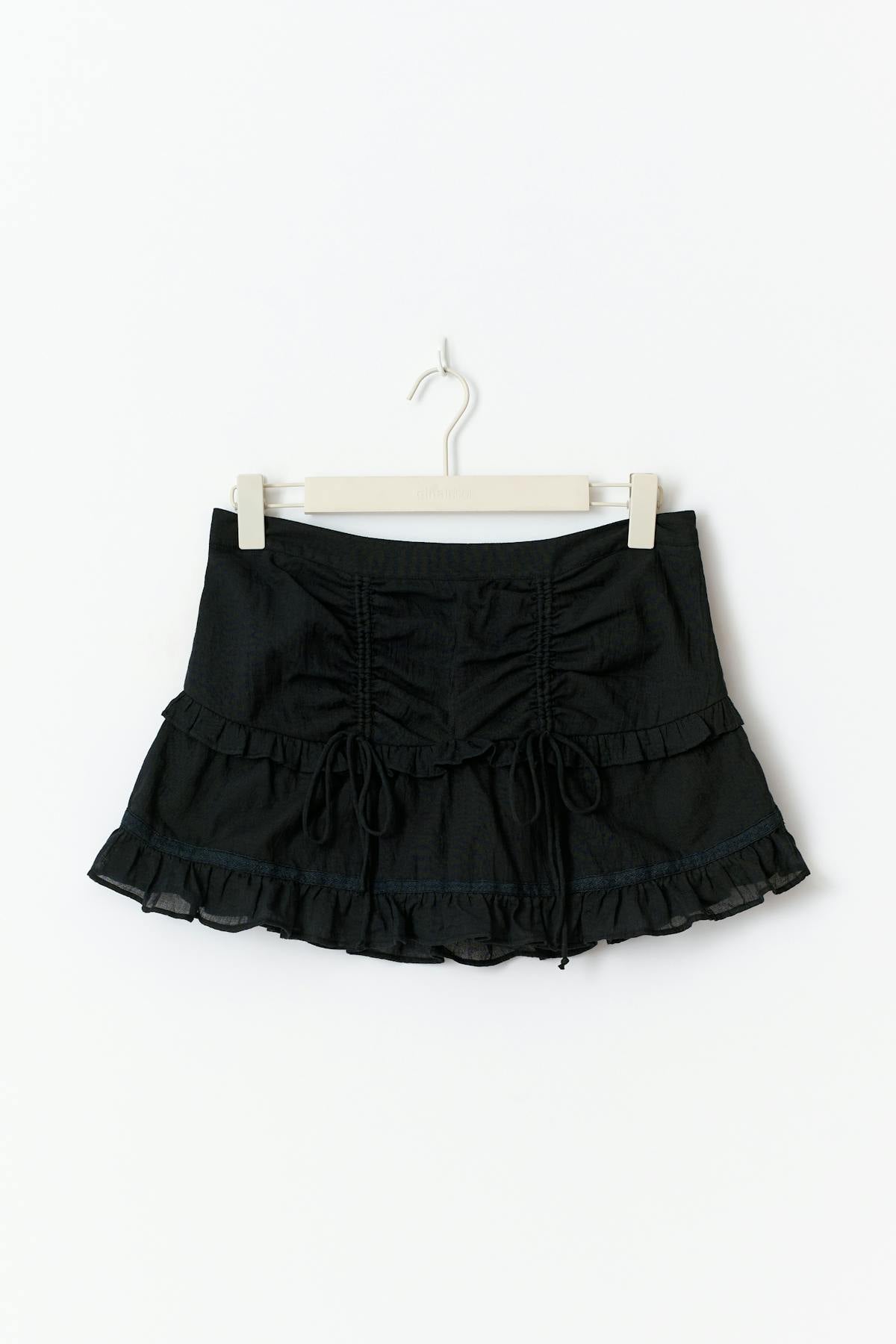 14+ ruched frill skirt - Noir