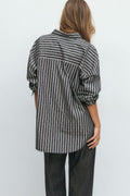 Oversized rhinestone shirt - Grey/stripe