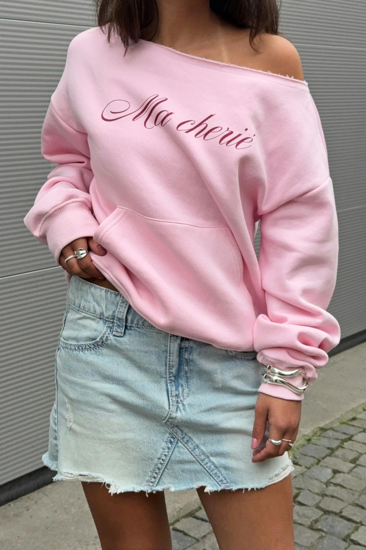 Y off shoulder sweater - Rose