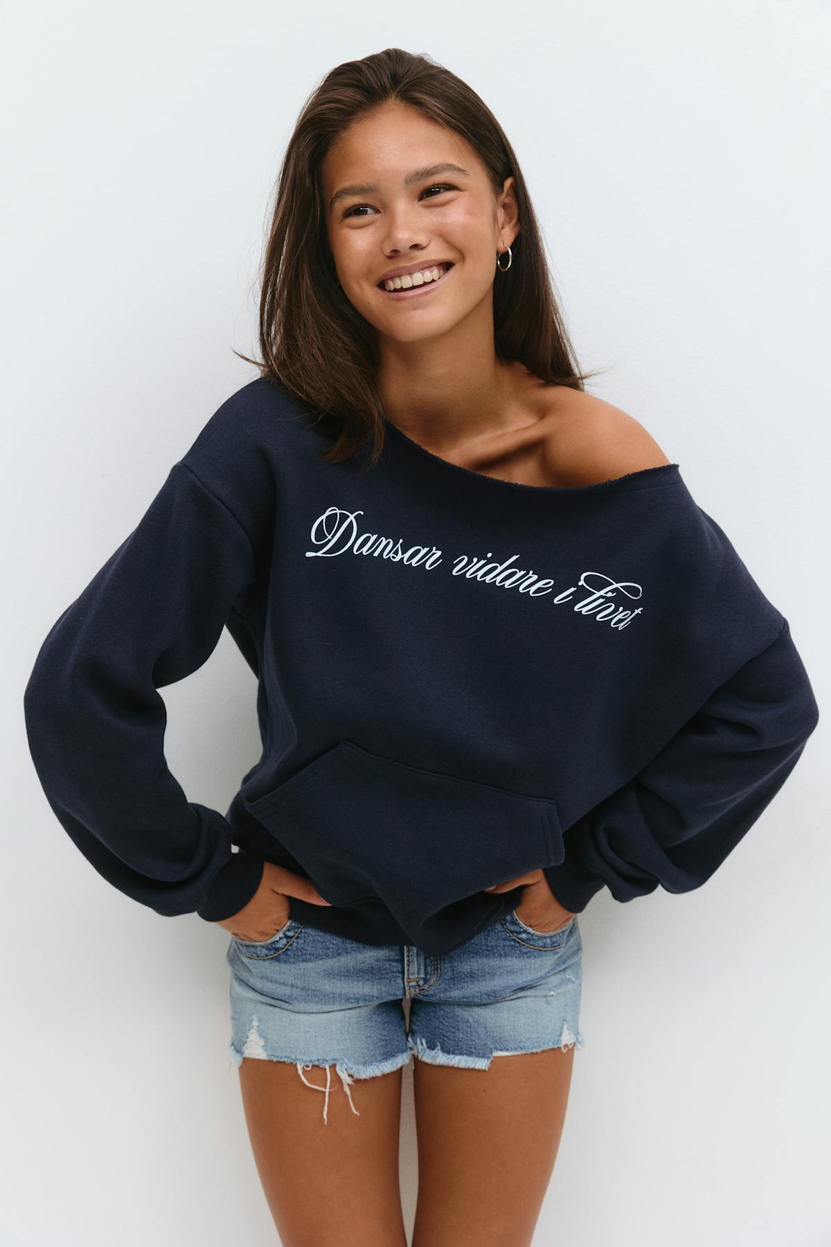 Y off shoulder sweater - Lt greymelange