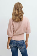 Y knitted short sleeve top - Soft pink