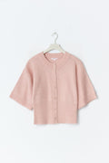 Y knitted short sleeve top - Soft pink