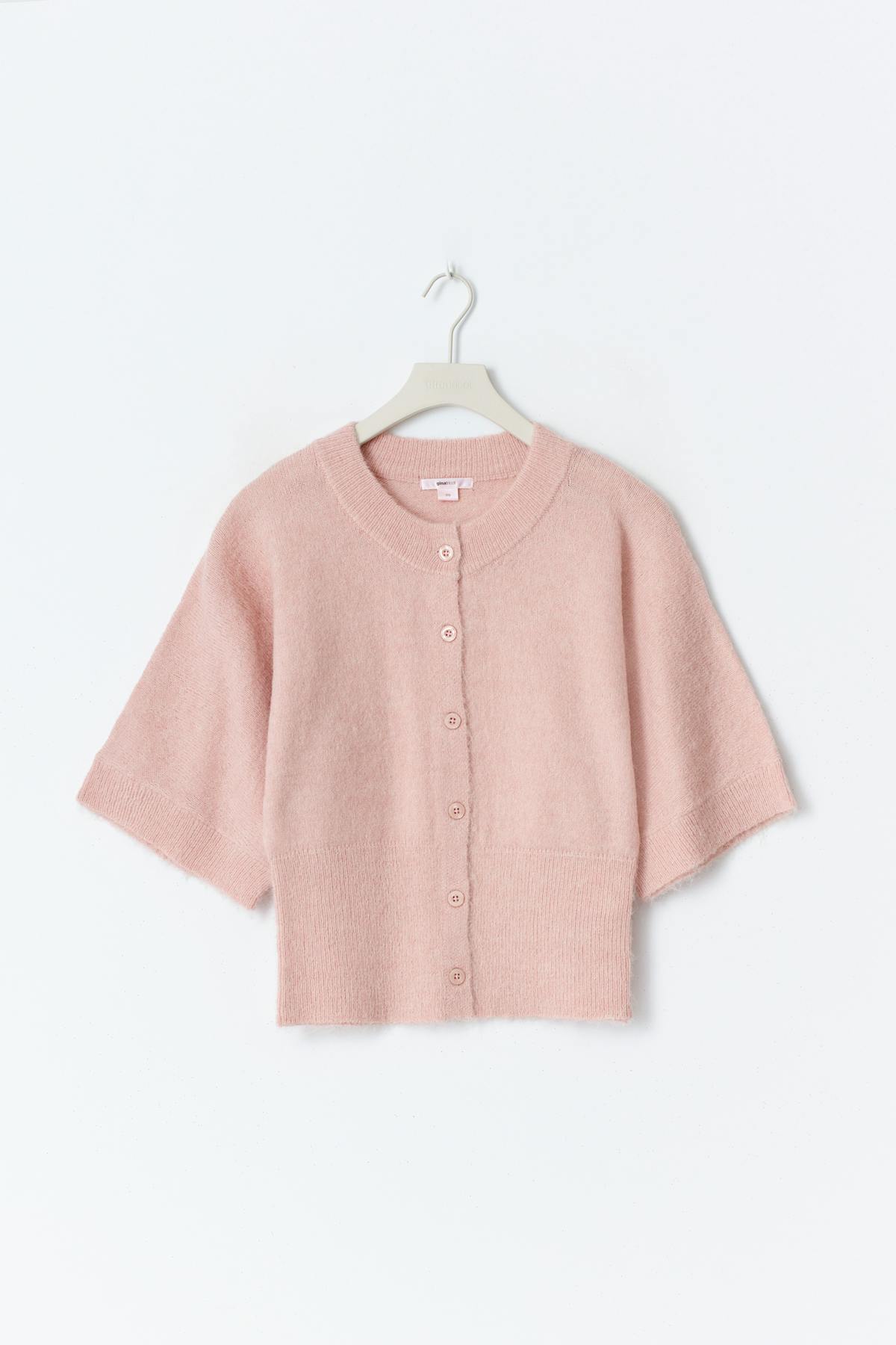 Y knitted short sleeve top - Soft pink