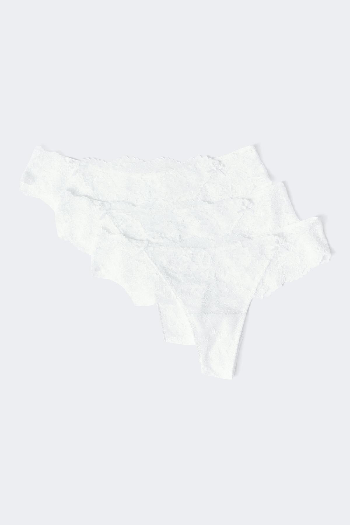 3-pack scallop lace thong - Nostalgia rose