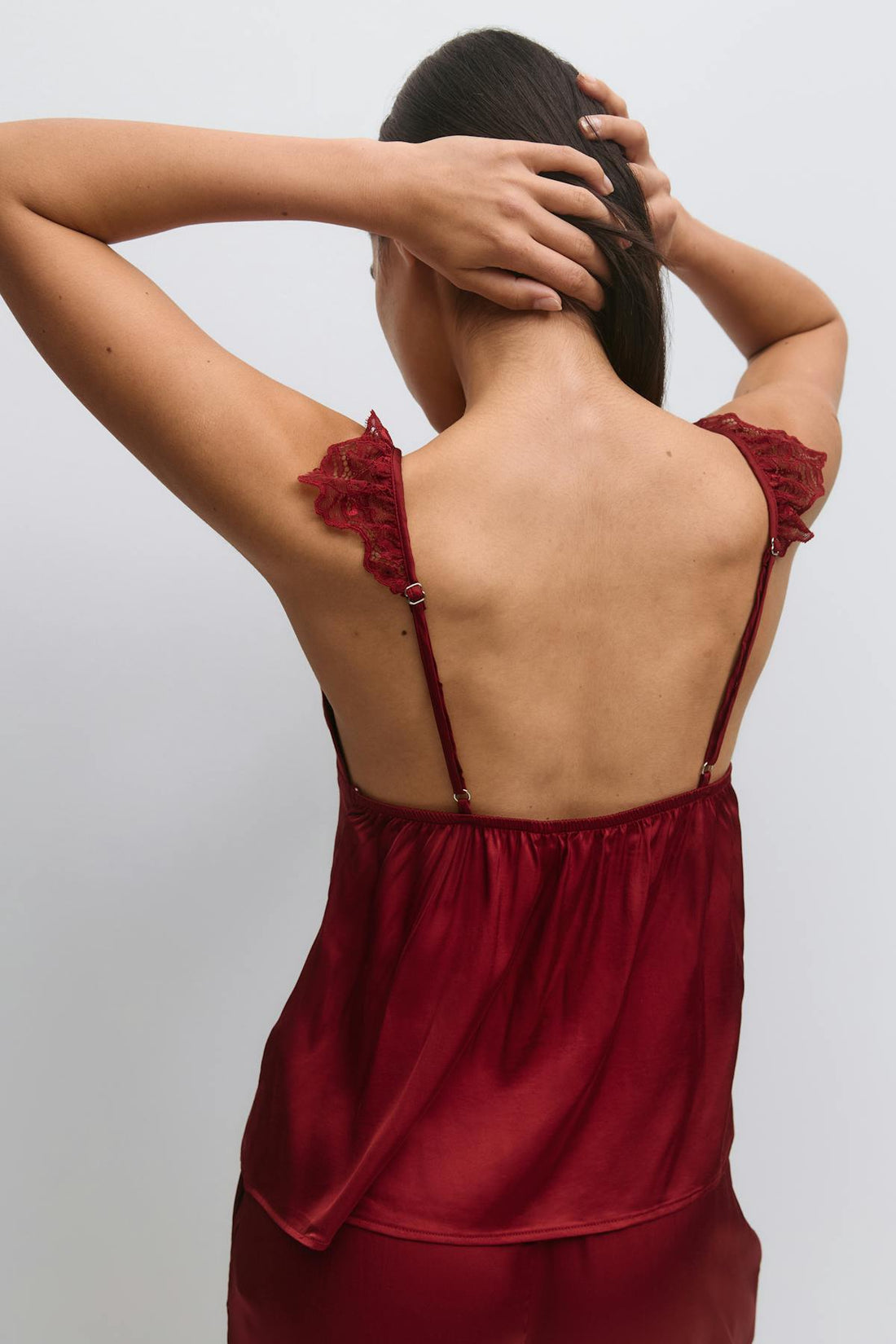 Satin loungewear singlet - Rouge foncé