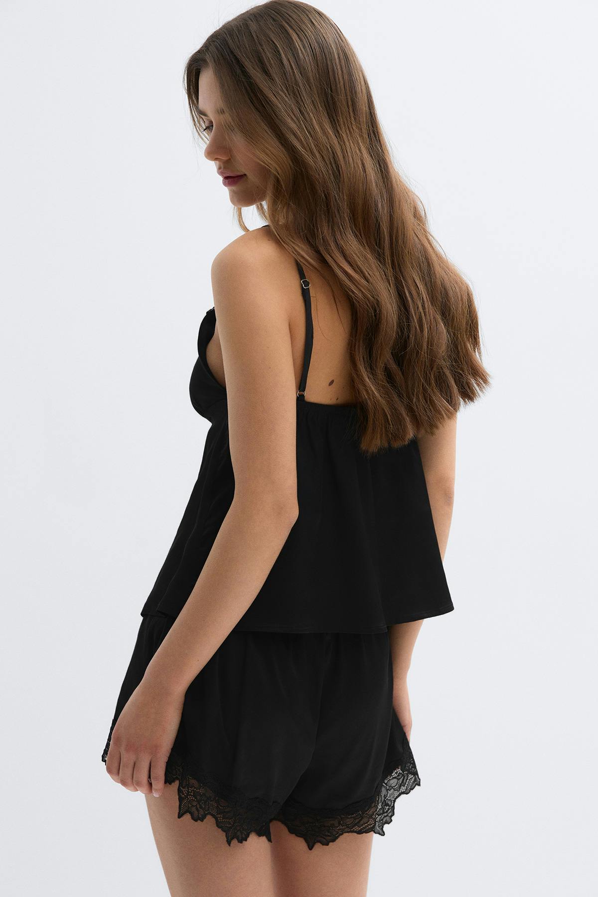 Satin loungewear singlet - Noir