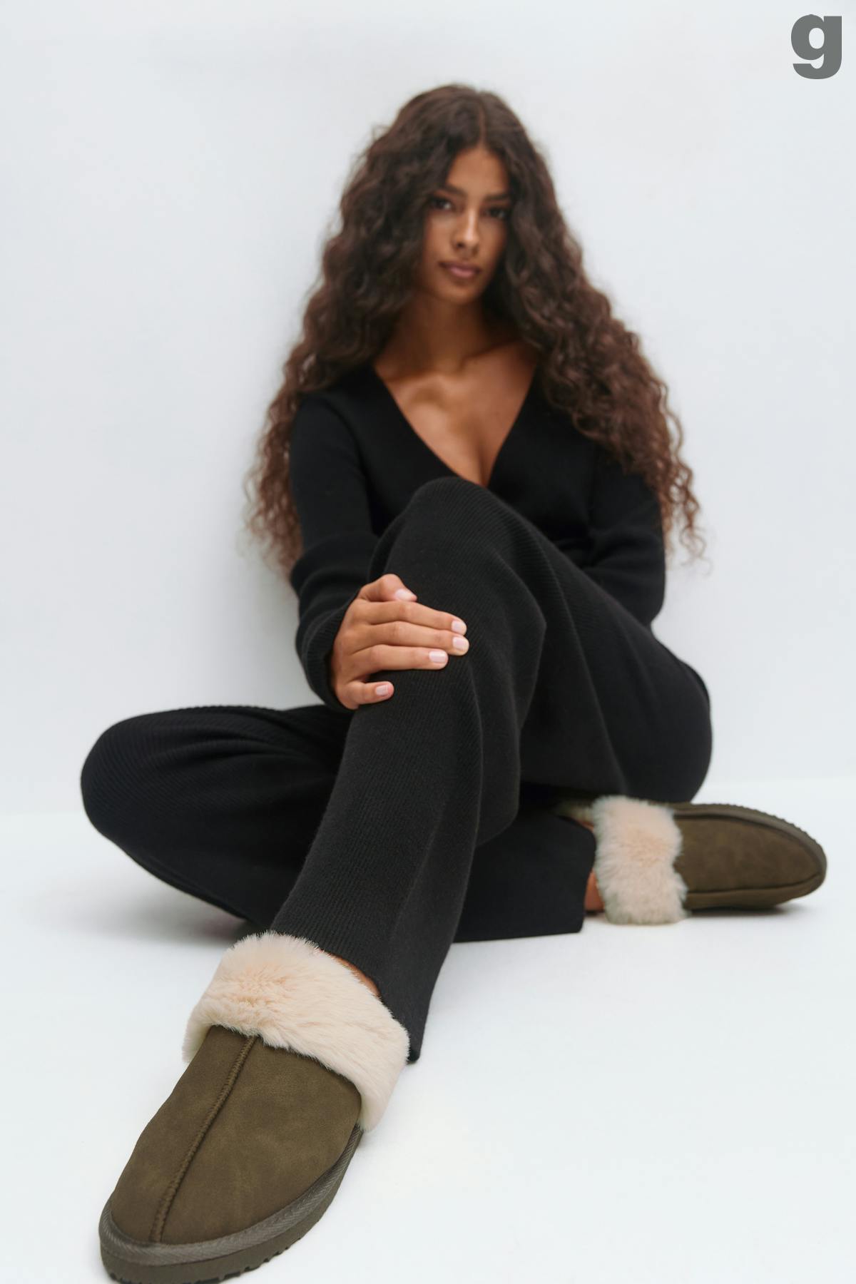 Faux fur slippers - Beige