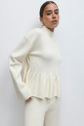 Knitted peplum top - Bordeaux foncé