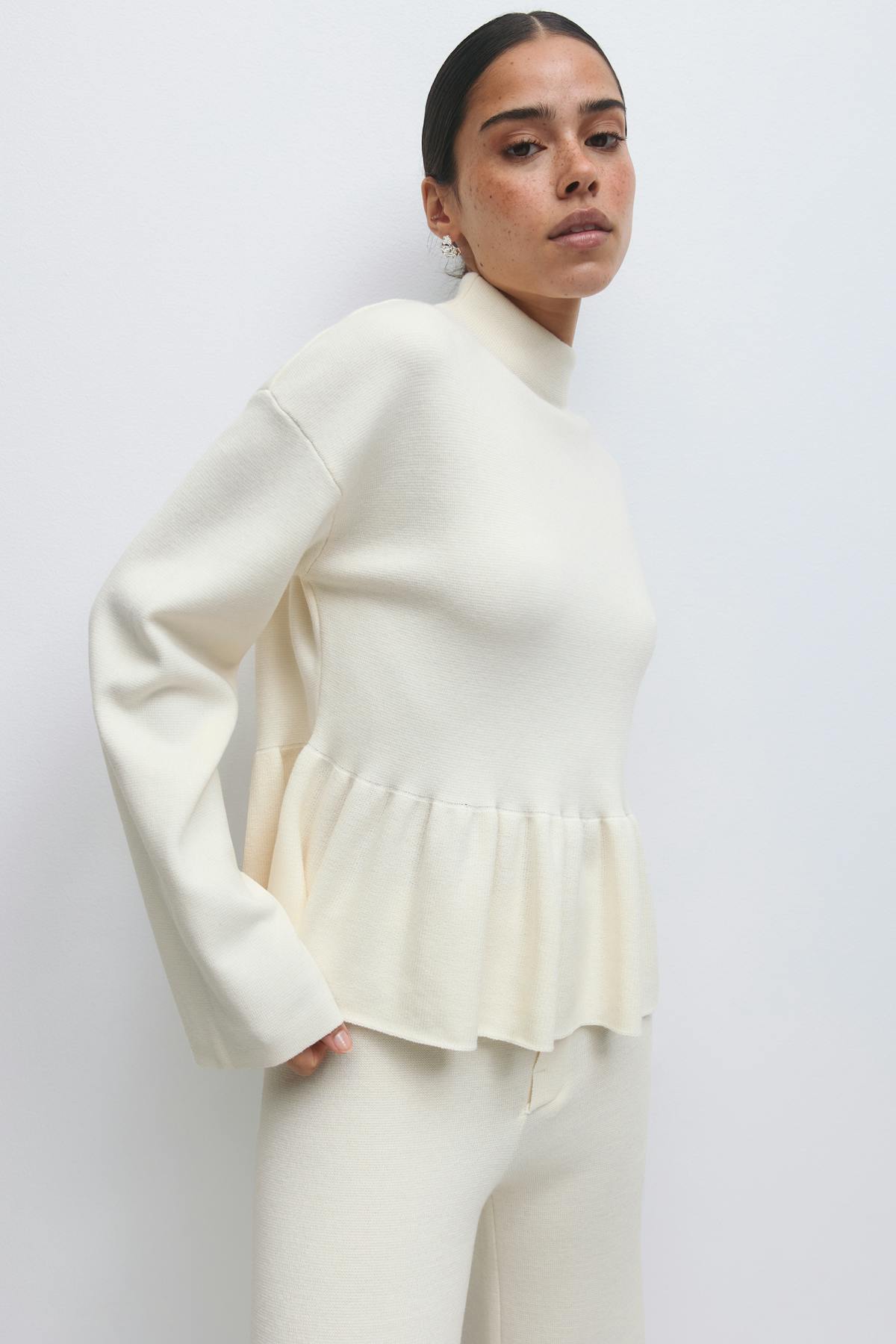 Knitted peplum top - Bordeaux foncé