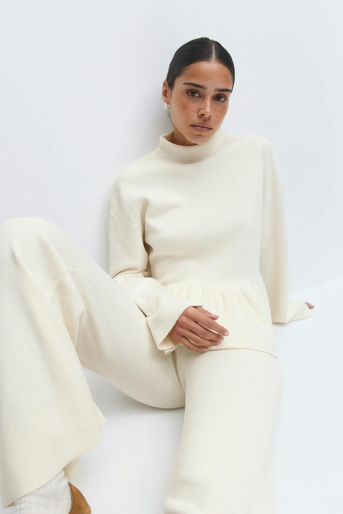 Knitted peplum top - Gardenia