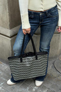 Y tote bag - Black/beige