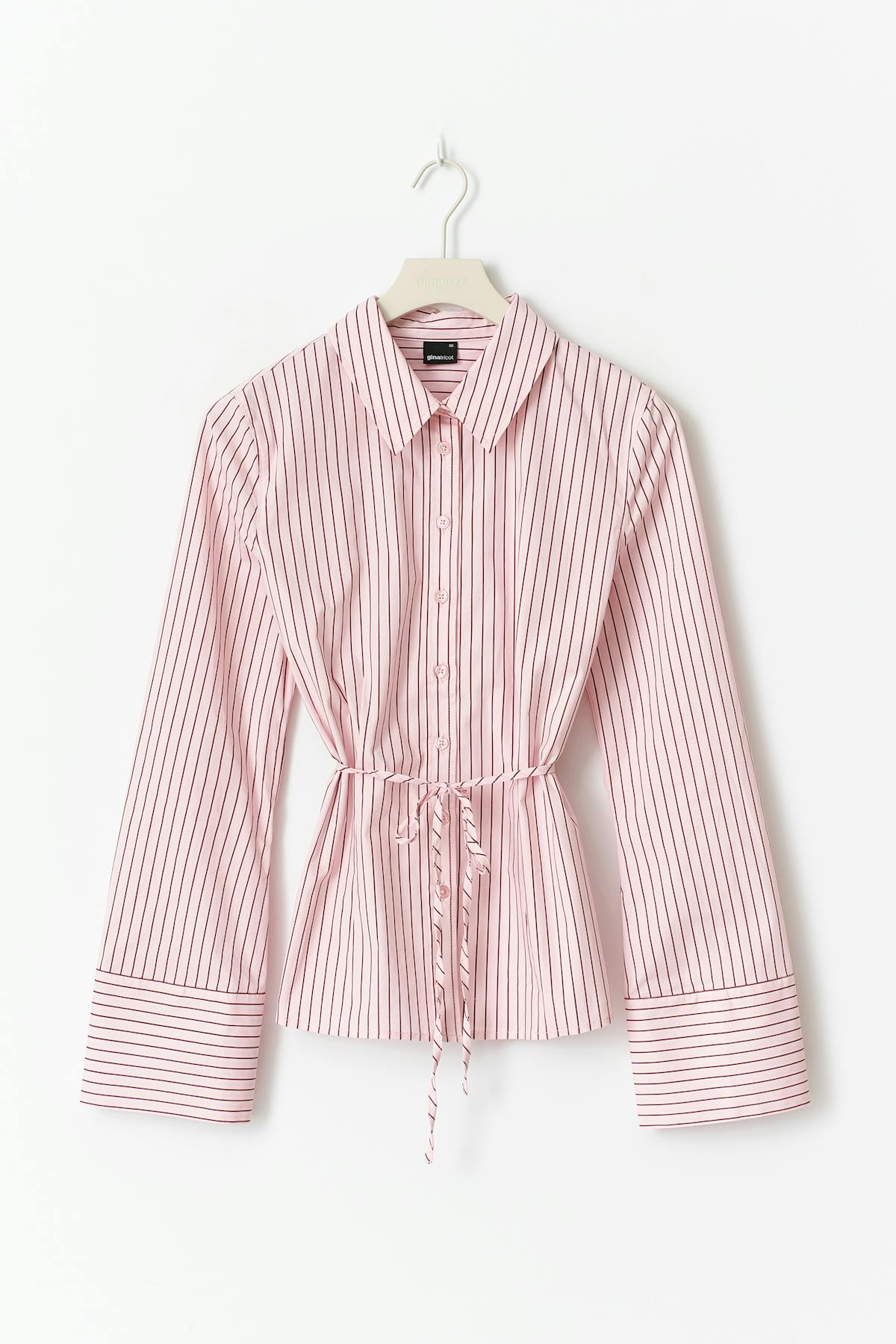 Shaped tie blouse - White/stripe