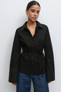 Shaped tie blouse - White/stripe