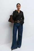 Shaped tie blouse - Pink/stripe
