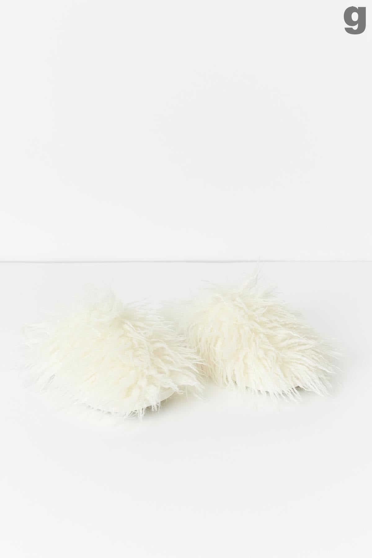 Fluffy faux fur slipper - Creme