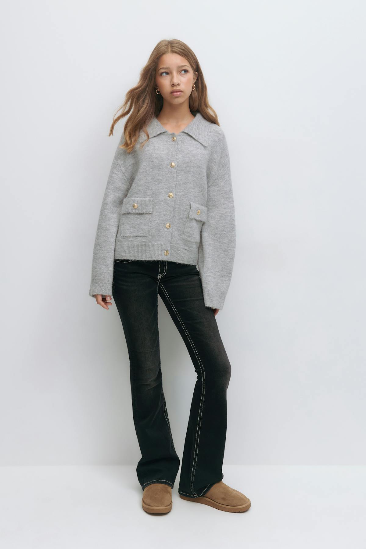 Y loose cardigan - Lt grey melange