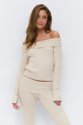 14+ off shoulder sweater - Beige clair