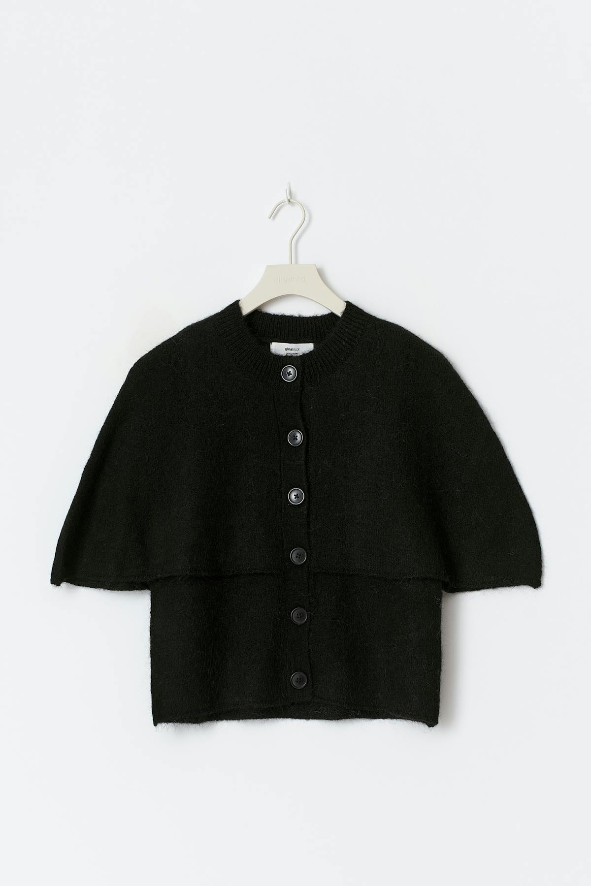 Knitted cape cardigan - Noir