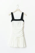 14+ ruched dress - White/black