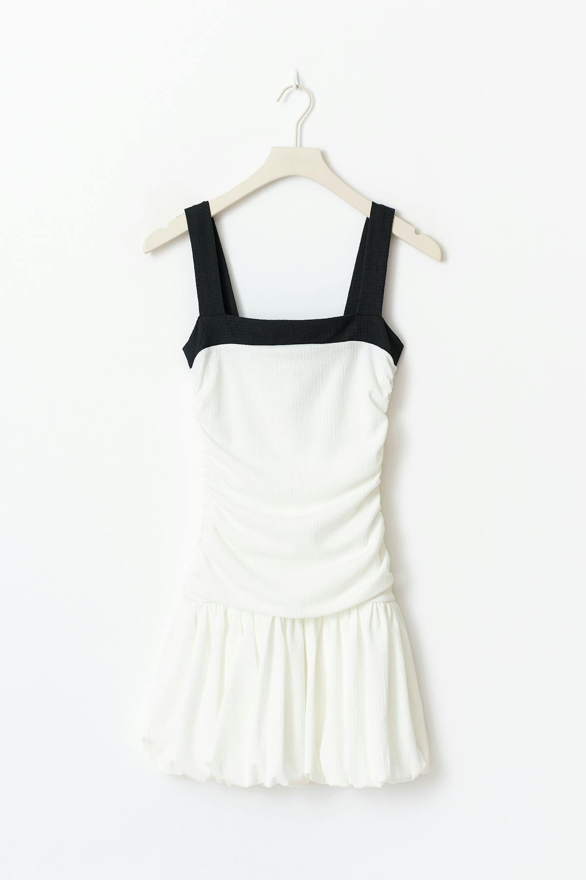 14+ ruched dress - White/black